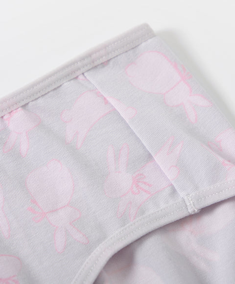 Bunny with Bow Cotton Spandex 2pcs pack Midi Sanitary Panties