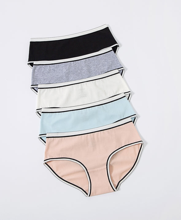 Pretty Contrast Cotton 5-pack Hipster Panties