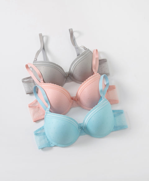 Mesh Polka Dots 3/4 Cup Demi Underwired Bra