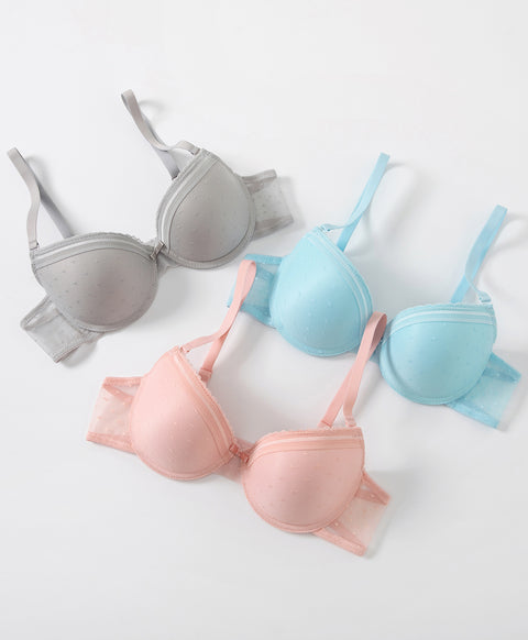 Mesh Polka Dots 3/4 Cup Demi Underwired Bra