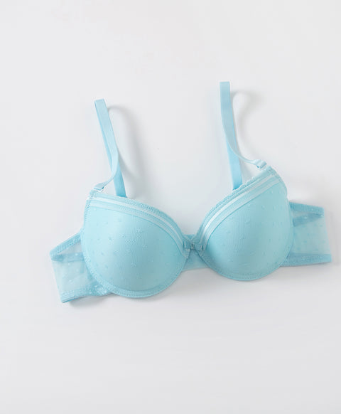 Mesh Polka Dots 3/4 Cup Demi Underwired Bra