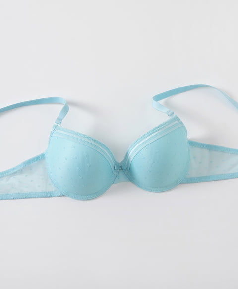 Mesh Polka Dots 3/4 Cup Demi Underwired Bra