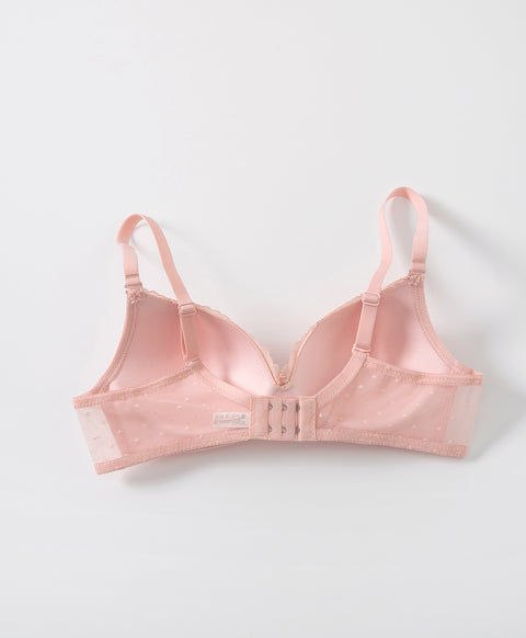 Mesh Polka Dots Triangle Cup Wireless Bra