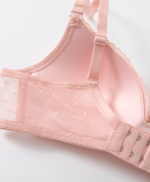 Mesh Polka Dots Triangle Cup Wireless Bra