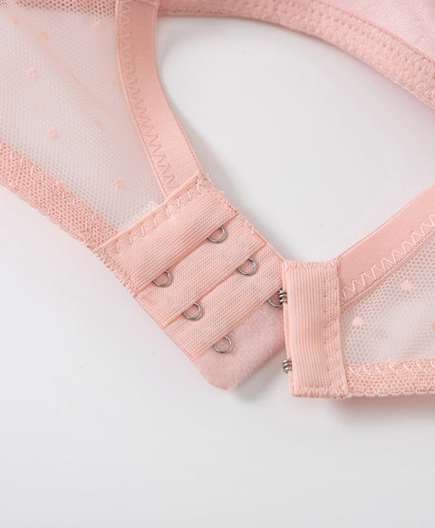 Mesh Polka Dots Triangle Cup Wireless Bra