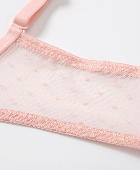 Mesh Polka Dots Triangle Cup Wireless Bra