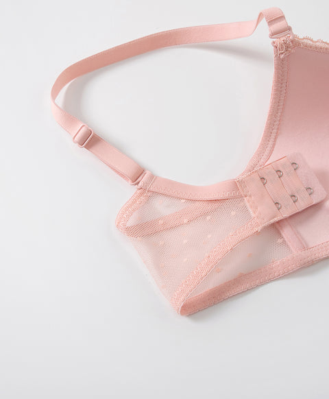 Mesh Polka Dots Triangle Cup Wireless Bra
