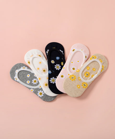 Keep Smiling 5-Pack No Show Socks