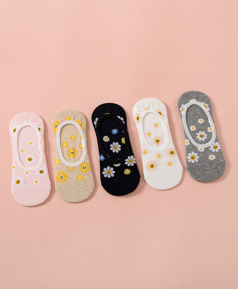 Keep Smiling 5-Pack No Show Socks