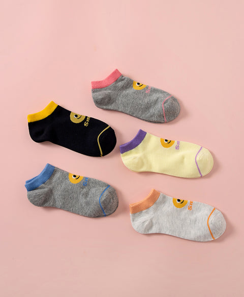 Keep Smiling 5-Pack Ankle Socks