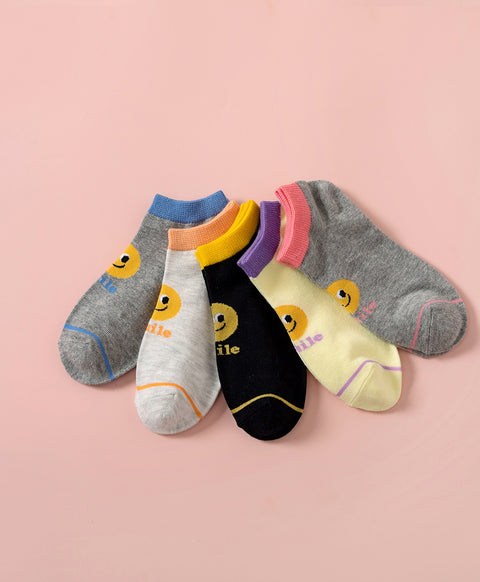 Keep Smiling 5-Pack Ankle Socks