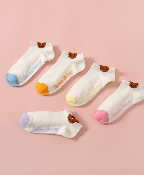Berry Beary 5-Pack Ankle Socks