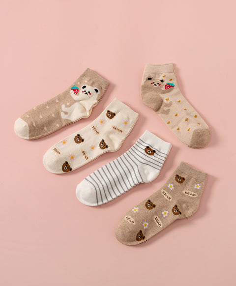 Berry Beary 5-Pack Short Socks