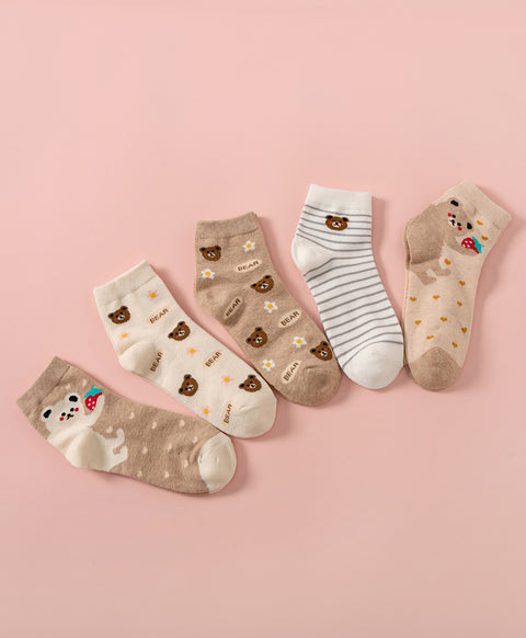 Berry Beary 5-Pack Short Socks