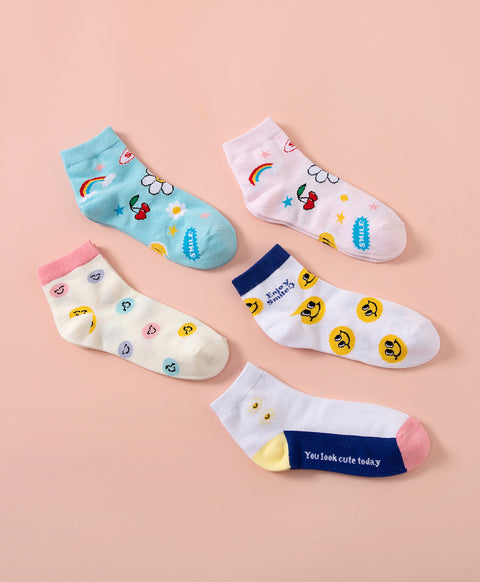 Keep Smiling 5-Pack Short Socks