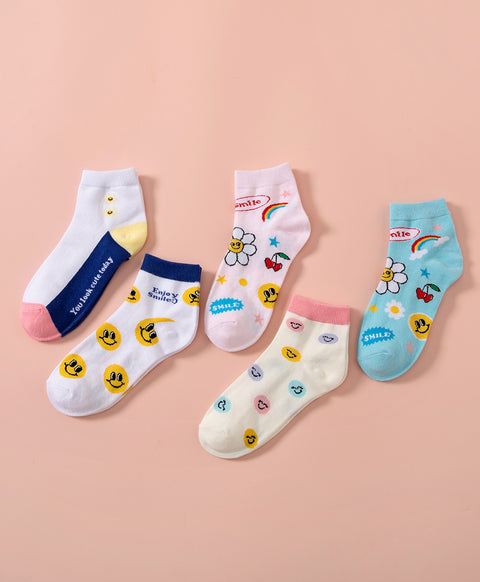 Keep Smiling 5-Pack Short Socks
