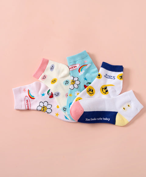 Keep Smiling 5-Pack Short Socks