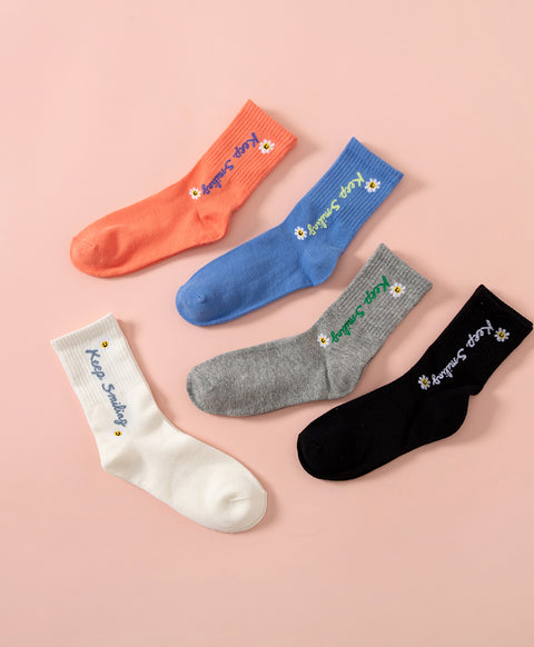 Keep Smiling 5-Pack Crew Socks