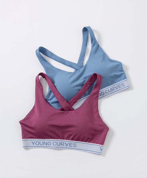 365 Days with Young Curves Athletic Aesthetic Medium Support Microfiber Cross Straps Cropback Pull Over Vest