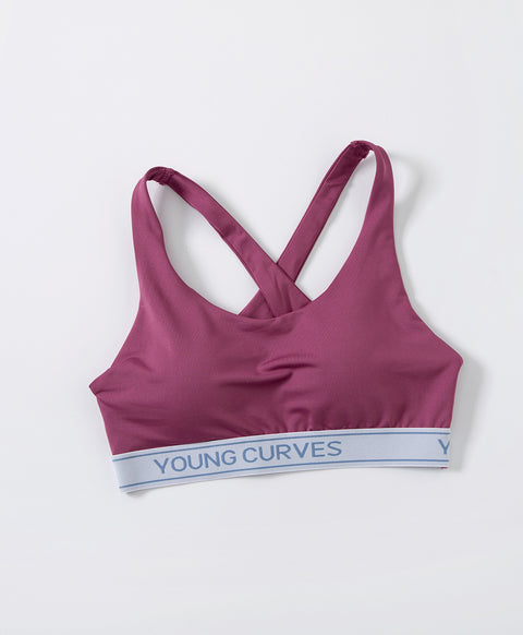 365 Days with Young Curves Athletic Aesthetic Medium Support Microfiber Cross Straps Cropback Pull Over Vest