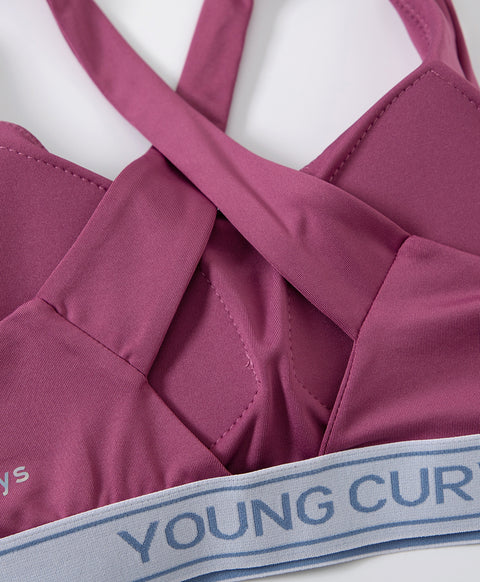 365 Days with Young Curves Athletic Aesthetic Medium Support Microfiber Cross Straps Cropback Pull Over Vest