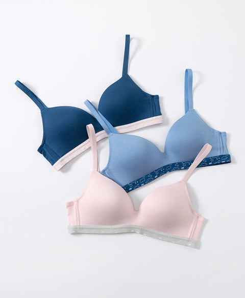 Viscose Contrast Cute Underbust Band Triangle Cup Wireless Bra