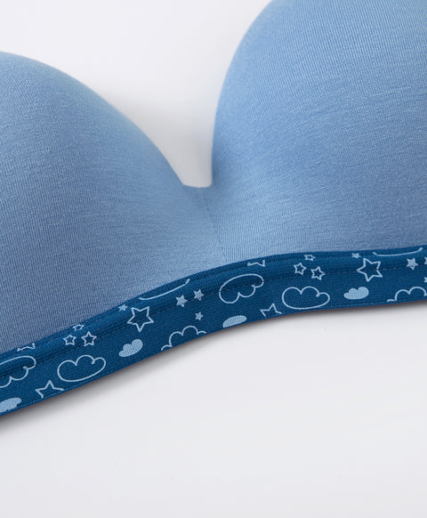 Viscose Contrast Cute Underbust Band Triangle Cup Wireless Bra