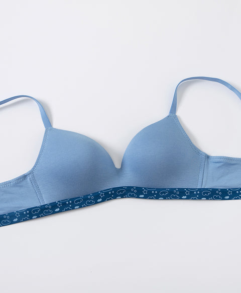 Viscose Contrast Cute Underbust Band Triangle Cup Wireless Bra