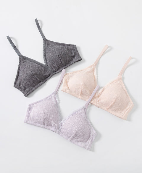 Elegant Floral Lace Triangle Bralette with Back Hook