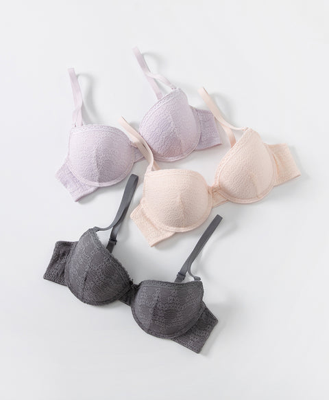 Elegant Floral Lace Underwired 3/4 Cup Bra