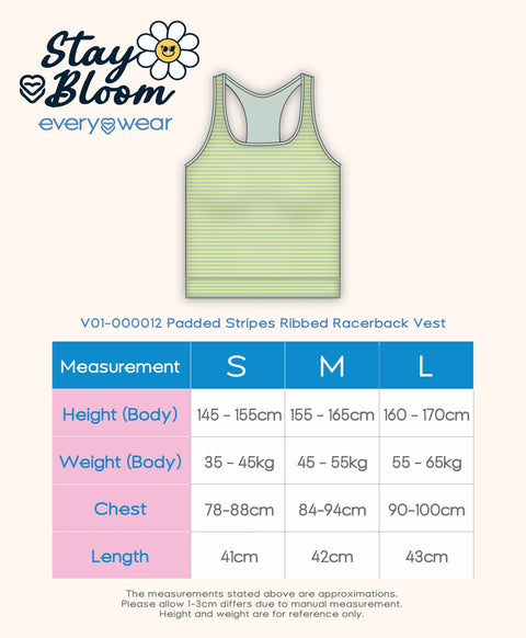 Stay Bloom Padded Stripes Ribbed Racerback Vest