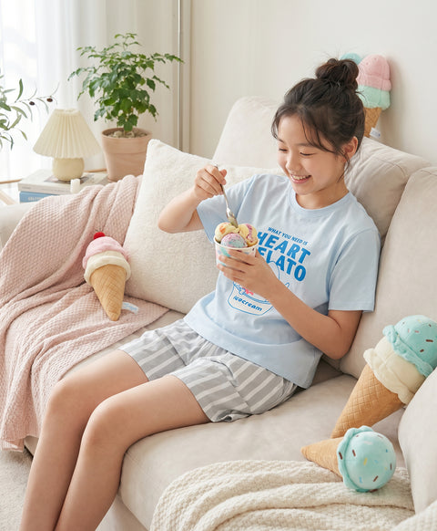 Junior Heart Gelato Short Sleeves Top & Shorts Sleep Set
