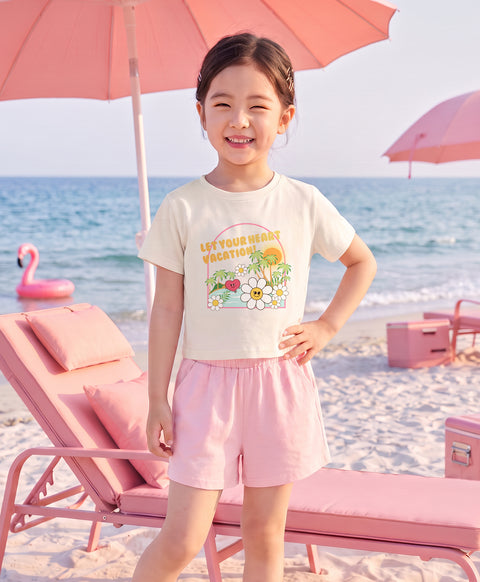 Junior Resort of Heart Short Sleeves Top & Shorts Sleep Set