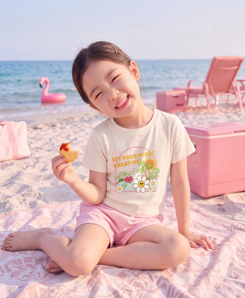 Junior Resort of Heart Short Sleeves Top & Shorts Sleep Set