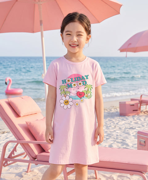 Junior Resort of Heart Short Sleeves Sleep Dress
