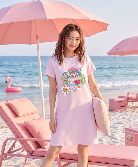 Resort of Heart Short Sleeves Tee Sleep Dress