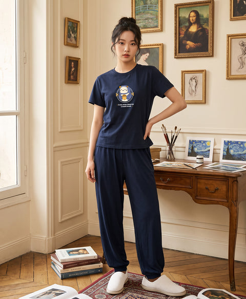 Little Muse Short Sleeves PJ Top & Long Pants Set - Every Muse Deserves A Snack Break