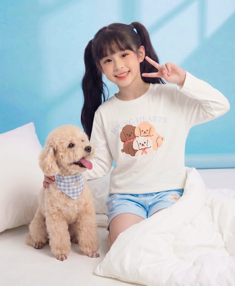 Junior Gentle Harmony Long Sleeves Top & Shorts Sleep Set