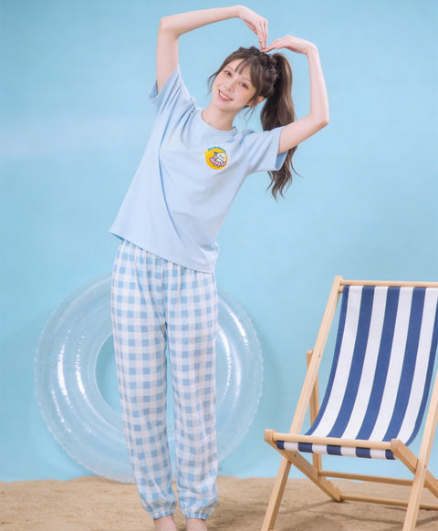 Pool Party Pals - Hop into Summer Short Sleeves PJ Top & Long Pants Set