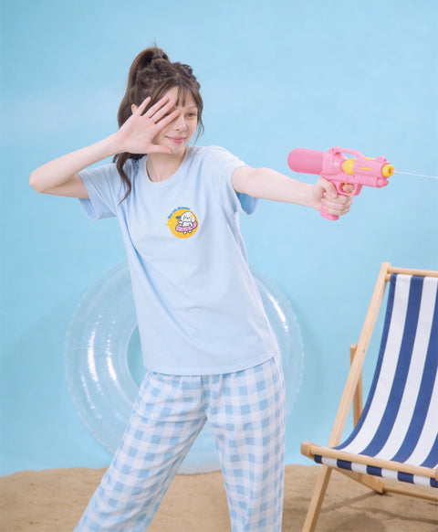 Pool Party Pals - Hop into Summer Short Sleeves PJ Top & Long Pants Set