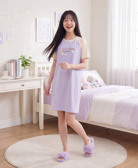 Hello Dream Crew Short Sleeves Padded Sleep Dress