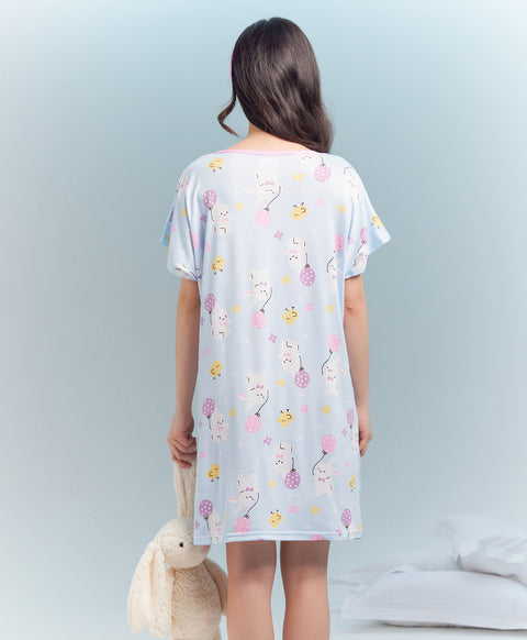 Joyful Moment Microfiber Short Sleeves Sleep Dress