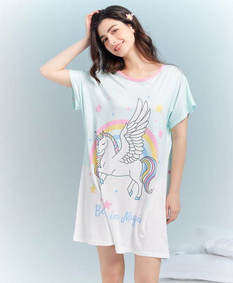 Believe in Magic Microfiber Short Sleeves Sleep Dress