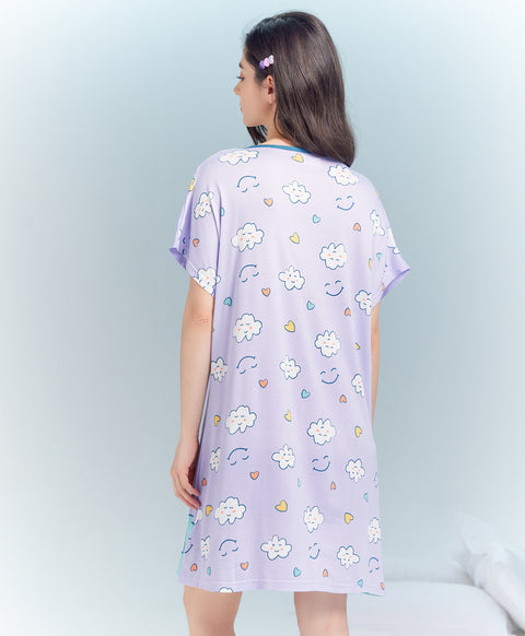 Happy Day Microfiber Short Sleeves Sleep Dress