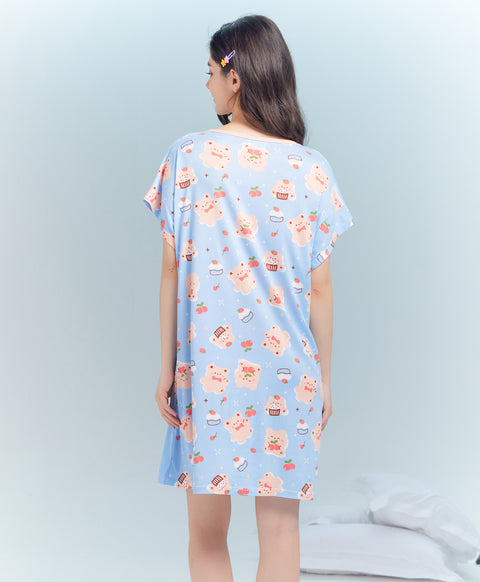 Sunny Bear Microfiber Short Sleeves Sleep Dress