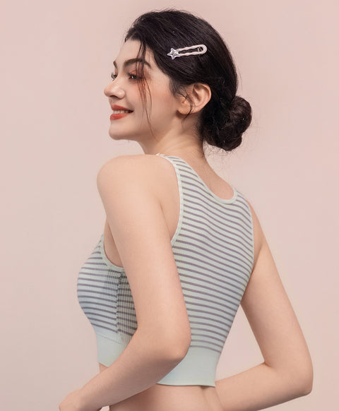 Stripe Seamless Wireless Pull Over Vest