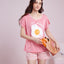 Purfect Egg Short Sleeves Polyester Cotton Top & Shorts Sleep Set