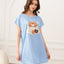 Coffee Bear Cup Short Sleeves Polyester Cotton Sleep Dress