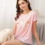Rabbit, Today Is a Happy Day Short Sleeves Polyester Cotton Top & Bottom Sleep Set