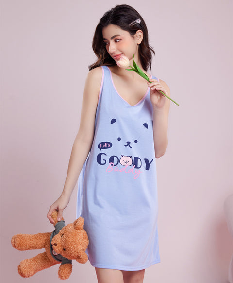 Hello Goody Buddy Sleeveless Polyester Cotton Sleep Dress